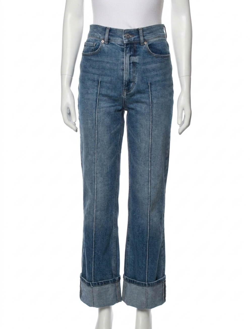 NEW DEAR JOHN DENIM holly super high rise cuffed straight jeans in justice